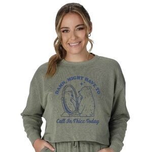 “Might Have To Call In Thicc" French Terry Cropped Sweatshirt Cozy Loungewear